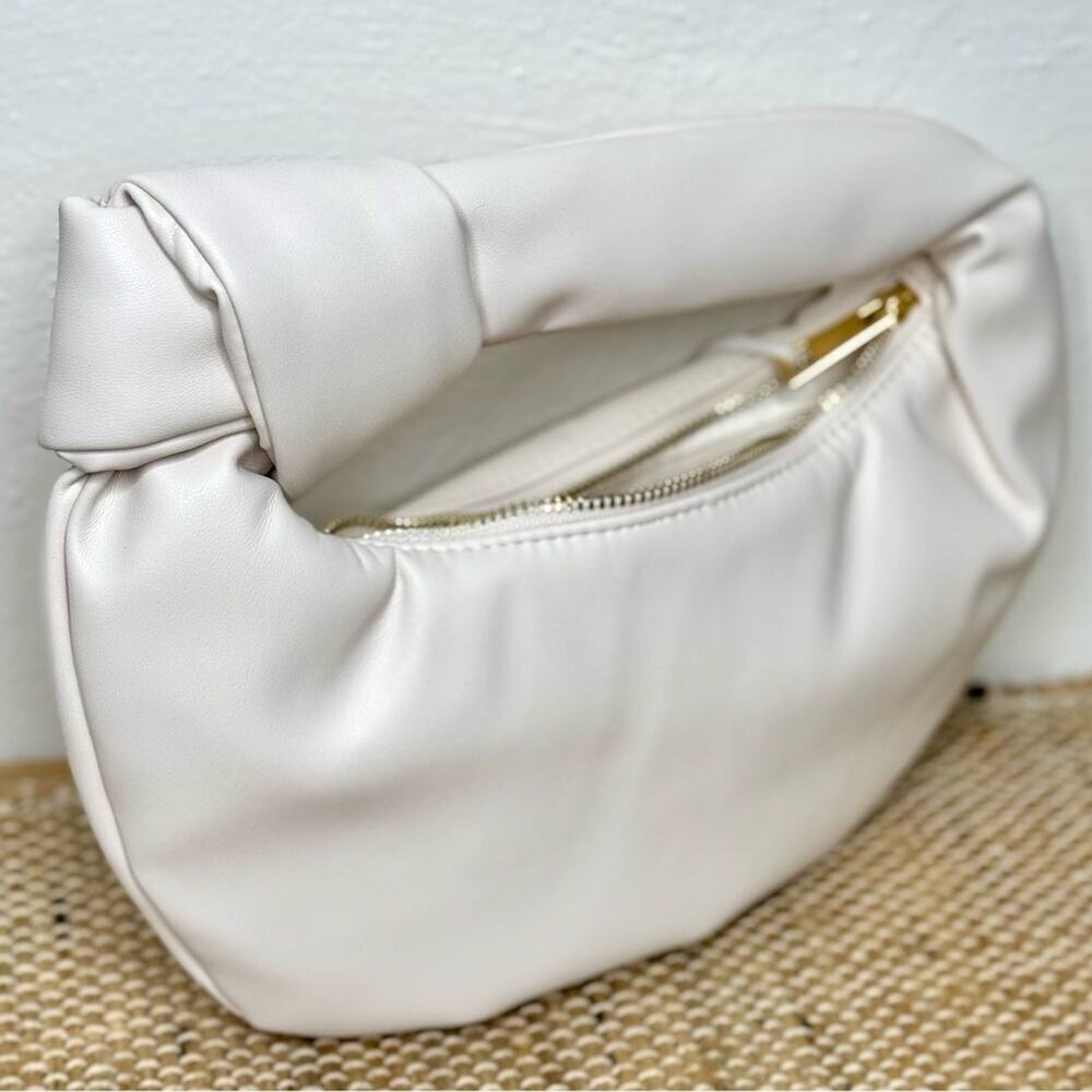 NWT Melie Bianco Alexandra Vegan Leather Cream Top Handle Bag Clutch Purse - Picture 10 of 10